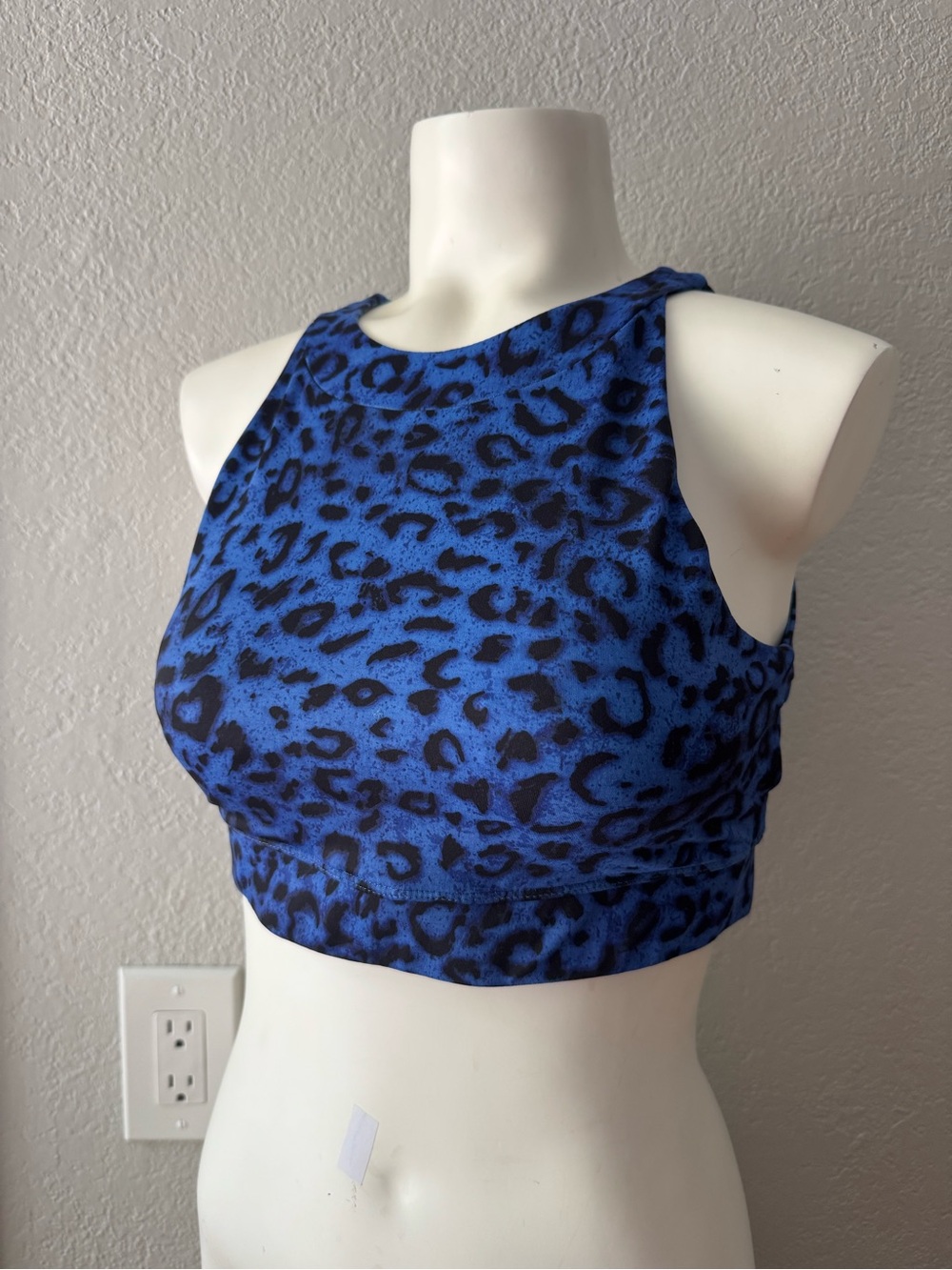 CXIX Blue Leopard NYX Sport Bra Polewear Cutout Strappy Pole Top S M